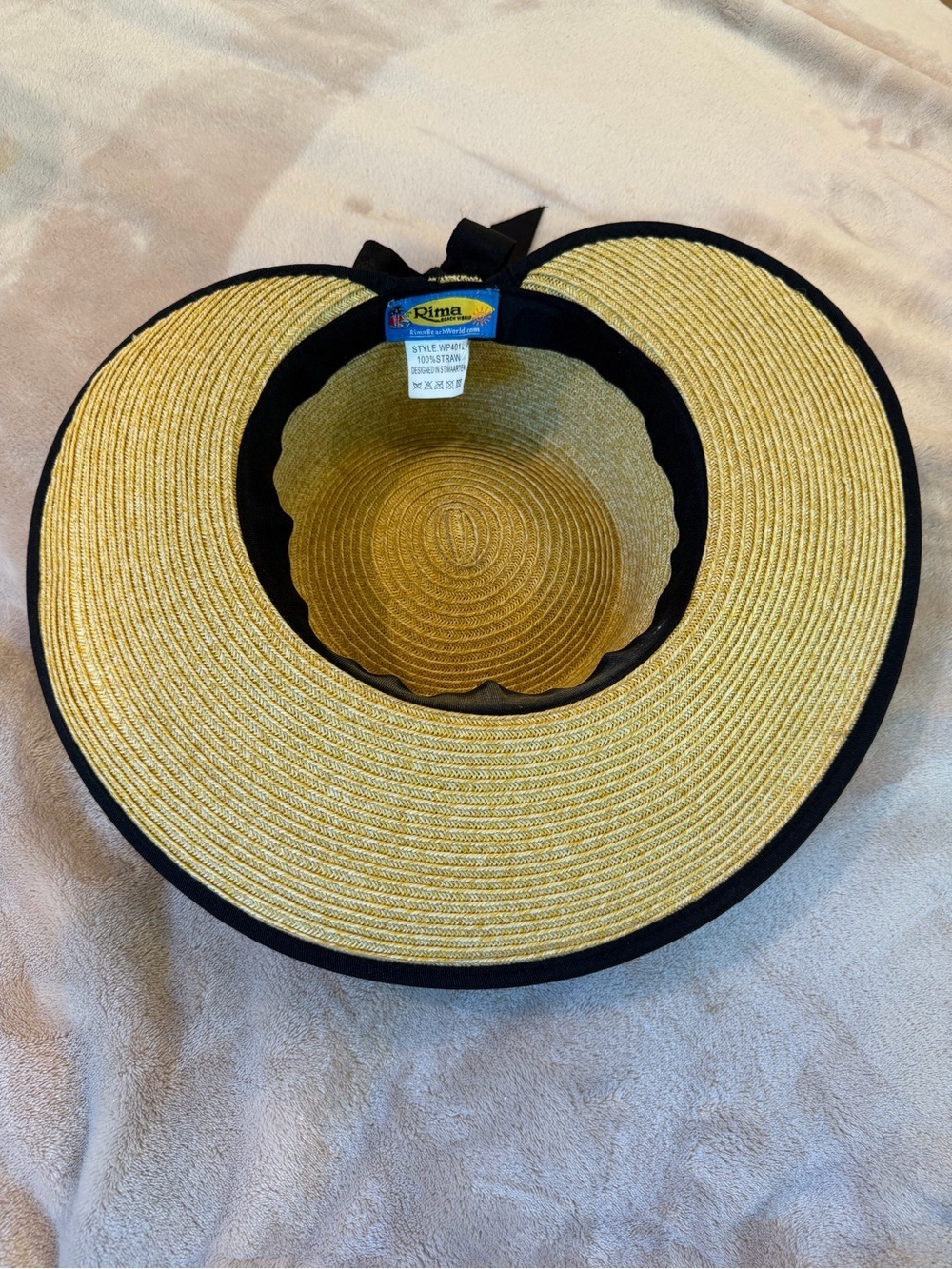 Natural Straw Sun Hat with Black Band - Picture 4 of 4